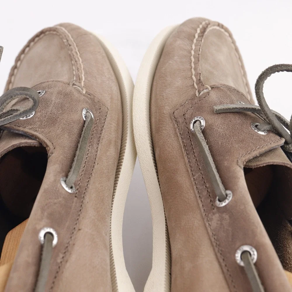 Sperry Mens A/O Boat Shoe Size 11.5 Light Brown Leather Slip On Loafers Yacht